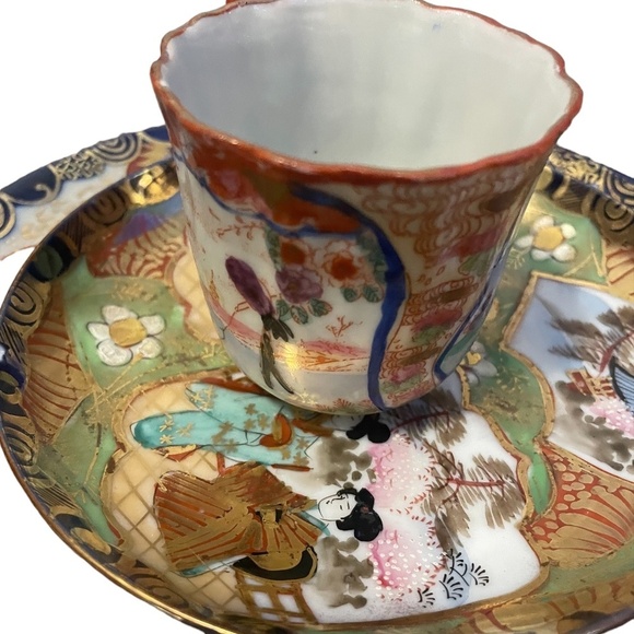 Vintage Japanese Chocolate Cup Geisha Girl Teacup and Saucer Bone China Japan - Picture 5 of 16